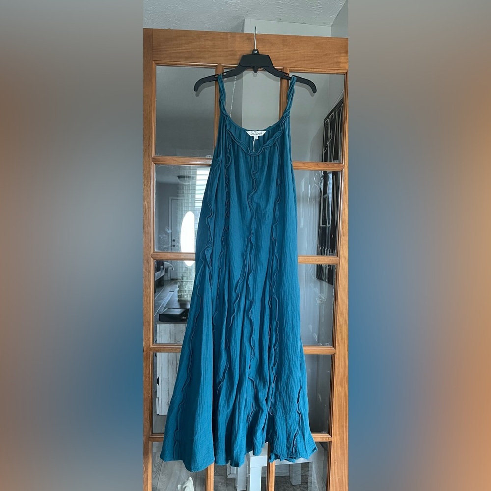 DAVI & DANI Blue Ruched Tiered Sundress